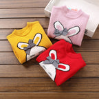 Girls' Cartoon Round Neck Knitted Sweater