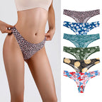 Plus Size Seamless Printed Low Waist T-Back Panties