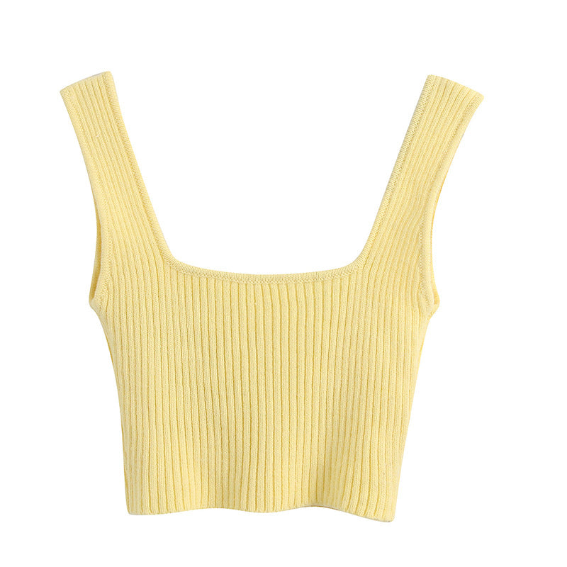 Aussie Design Sleeveless Knitted Crop Top Tank Top
