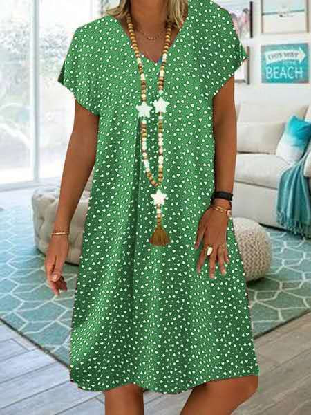 Summer Women's Casual V-Neck Polka Dot Dress 2023