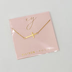 Sideways Cross Necklace - Silver