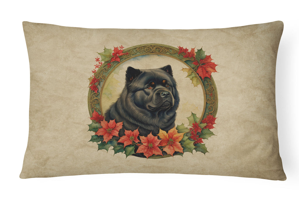 Chow Chow Christmas Flowers Throw Pillow