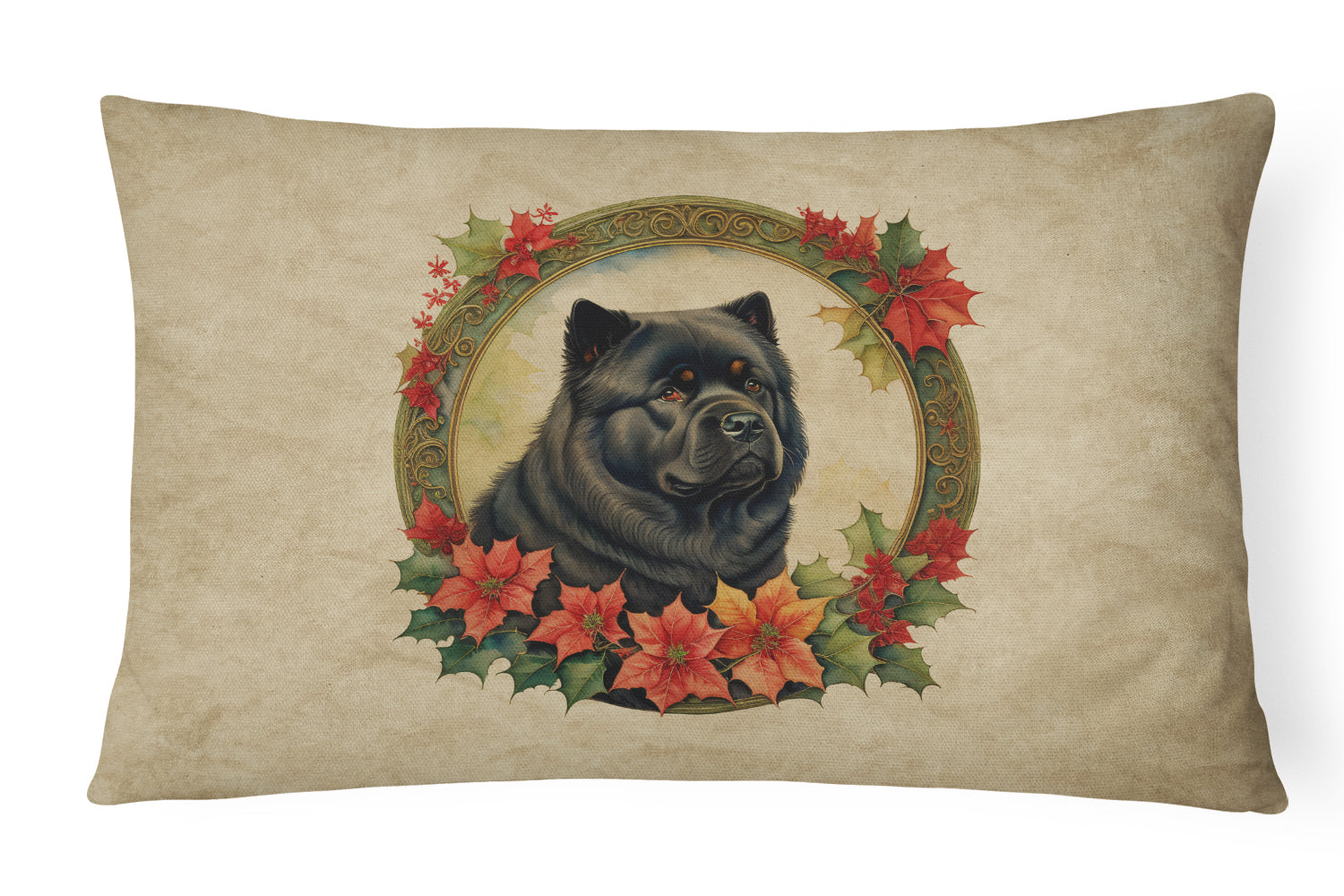 Chow Chow Christmas Flowers Throw Pillow