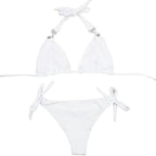 Ladies Solid Color Bikini for Vacation and Seaside