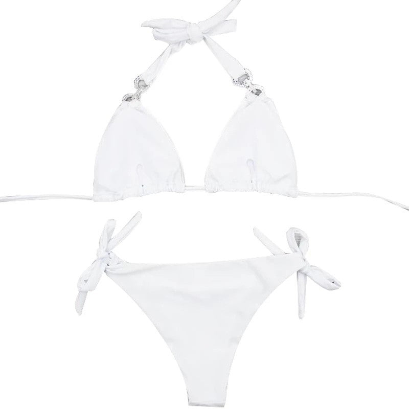 Ladies Solid Color Bikini for Vacation and Seaside