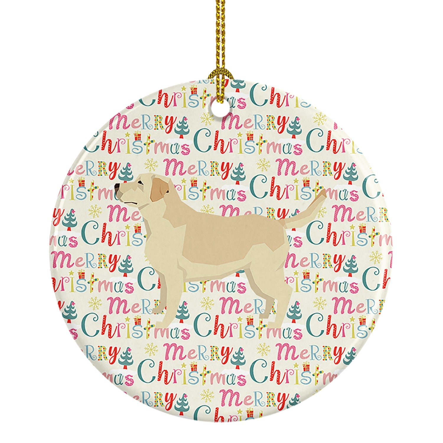 Labrador Retriever Merry Christmas Ceramic Ornament