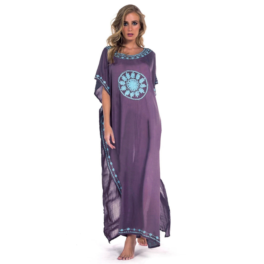 Loose Plus Size Embroidered Beach Cover-Up Dress