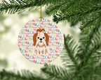 Merry Christmas Shih Tzu Red White Ceramic Ornament