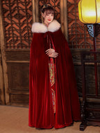Red Chinese Wool Shawl Cloak for New Brides