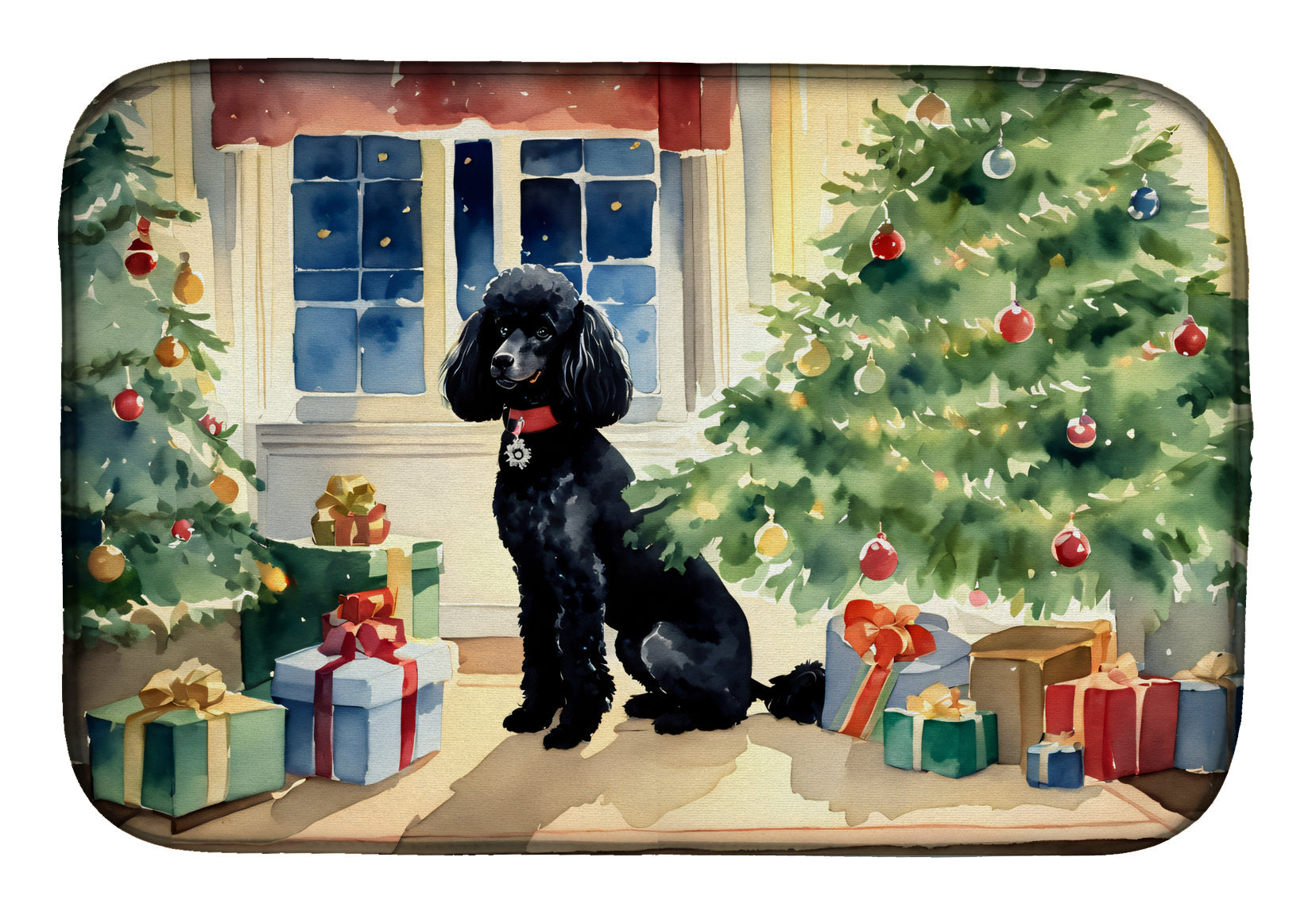 Poodle Cozy Christmas Dish Drying Mat