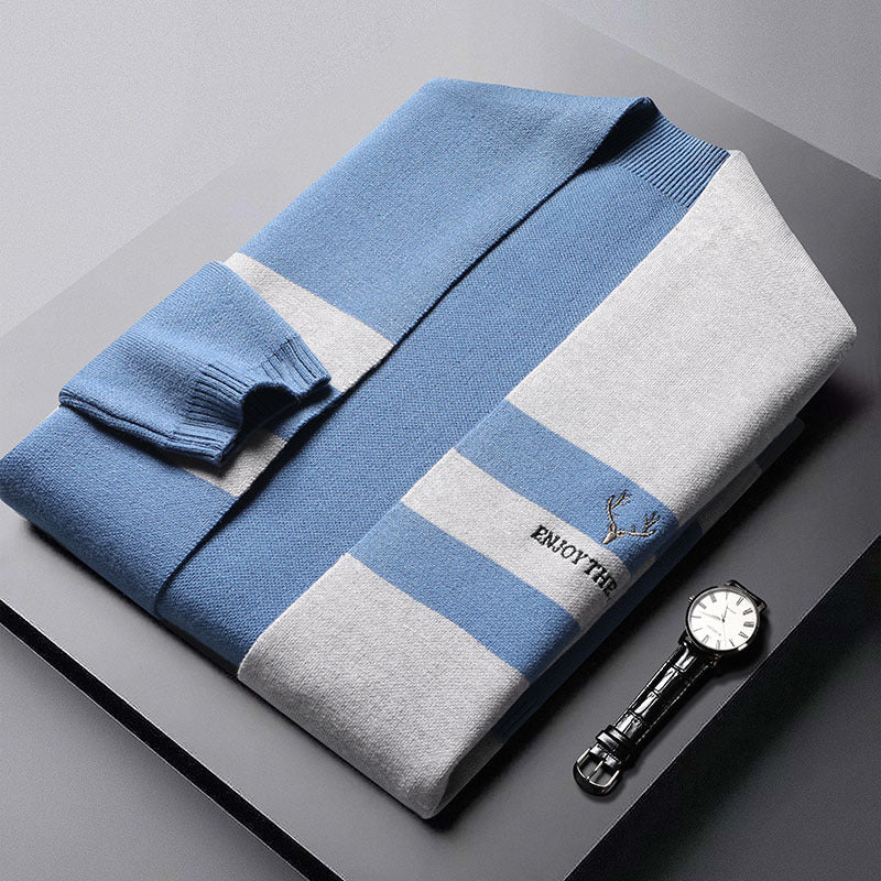 Men's Long Sleeve Knit Cardigan - Korean Style Fashion