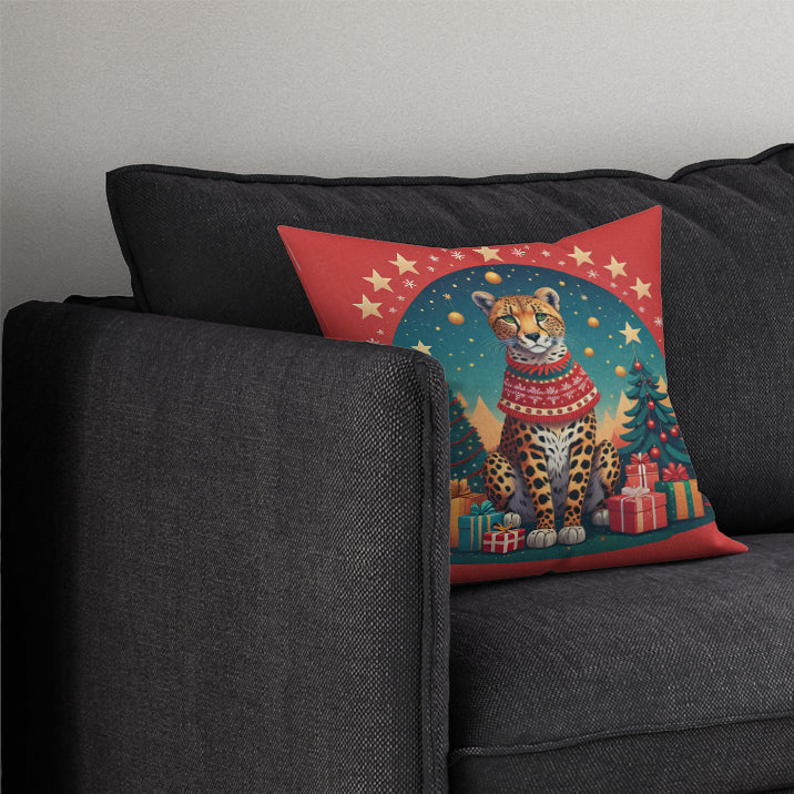 Cheetah Christmas Throw Pillow