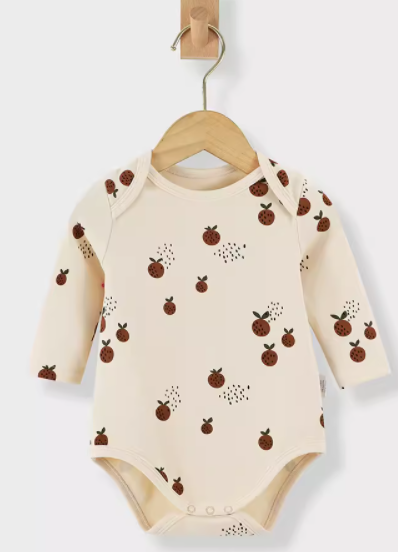 Cotton Long Sleeve Baby Bodysuit for 0-24 Months