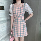 Summer A-Line Checkered Chiffon Dress for Women