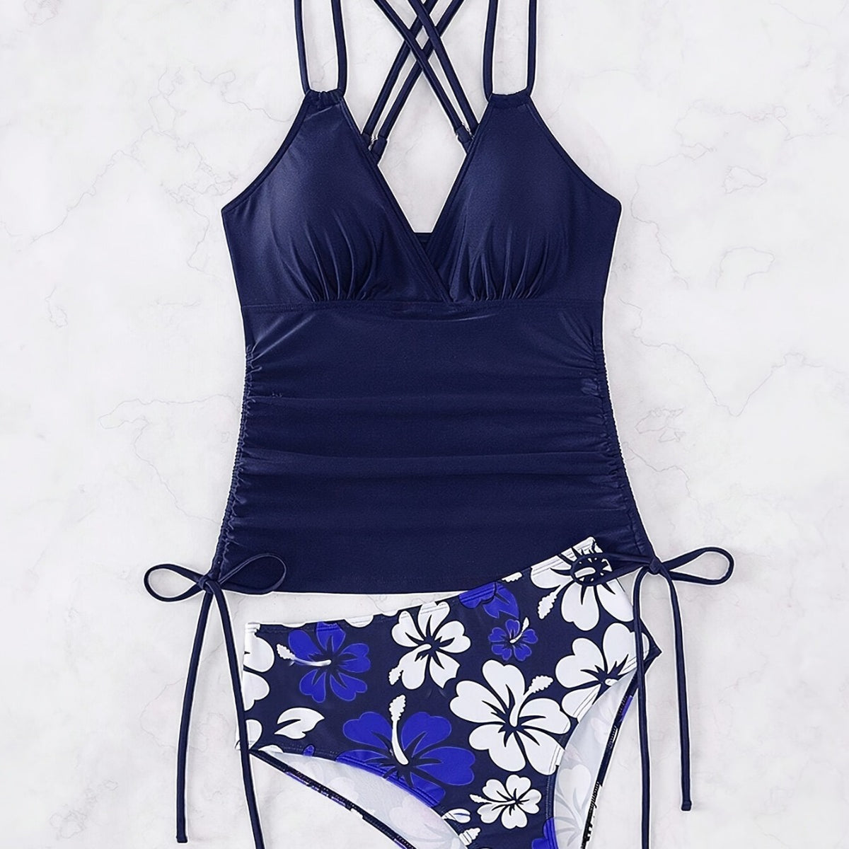 2024 Women's Tankini with Drawstring Beach Swimwear
