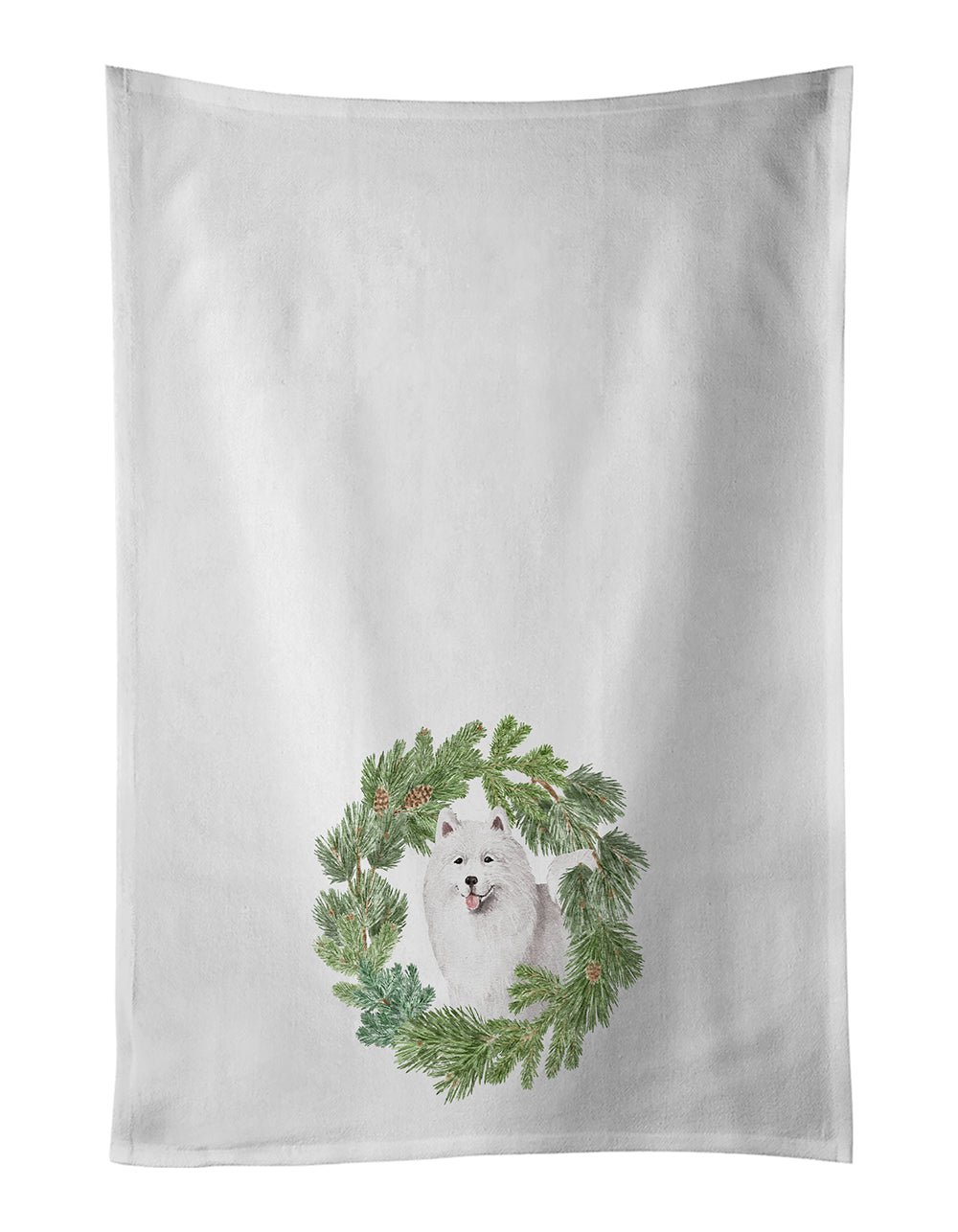 Samoyed Smiling Christmas Wreath Kitchen Towel Set of 2