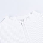 Zipper Short Sleeve T-Shirt, High-Waist Crop Top