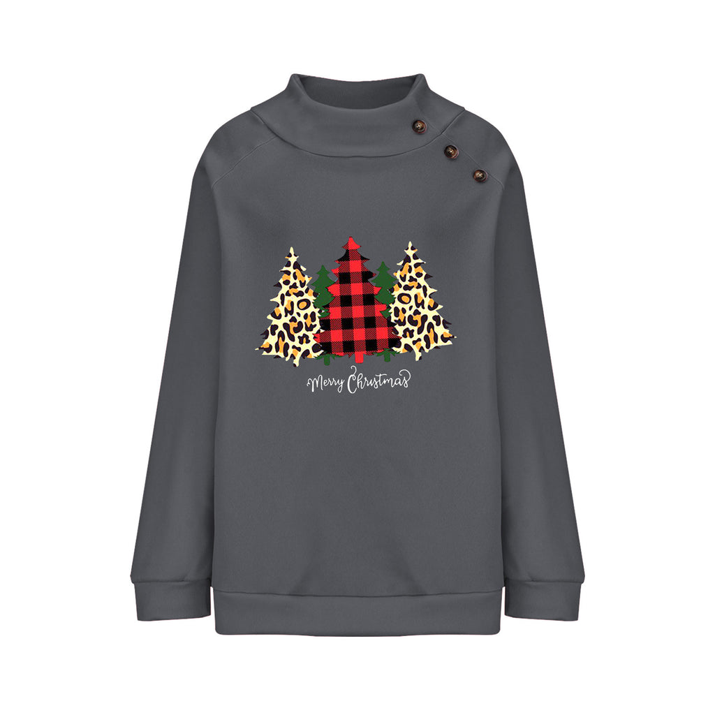 Loose Long Sleeve Round Neck Button Sweater for Women