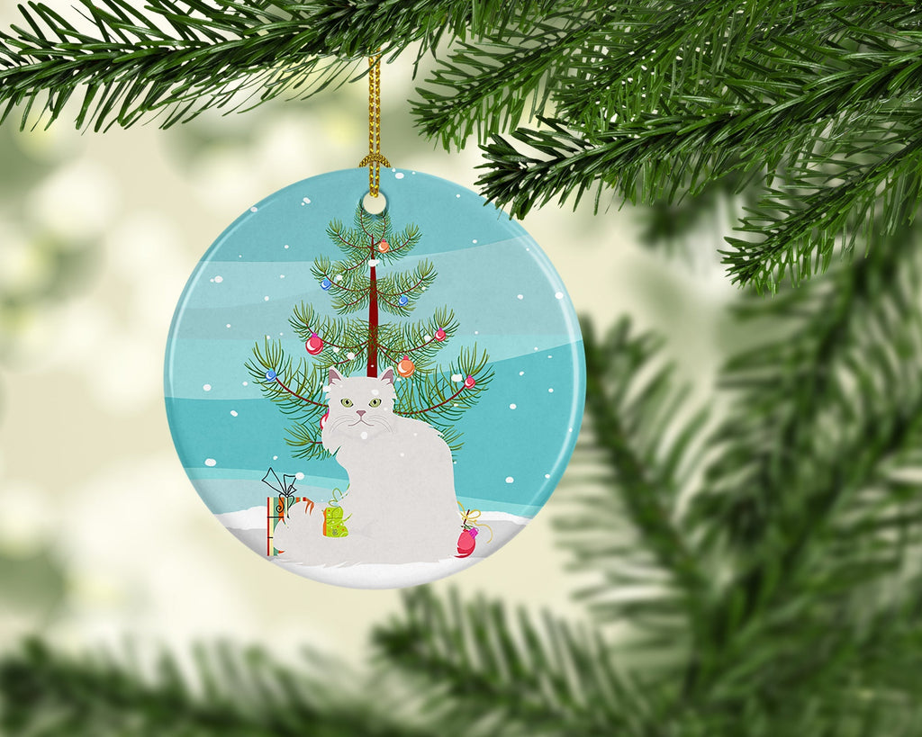 Asian Semi Longhaired Cat Christmas Ceramic Ornament