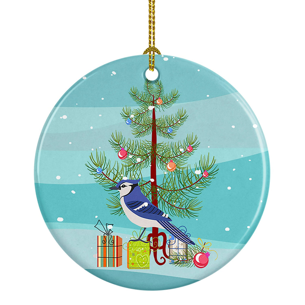 Jay Bird Merry Christmas Ceramic Ornament