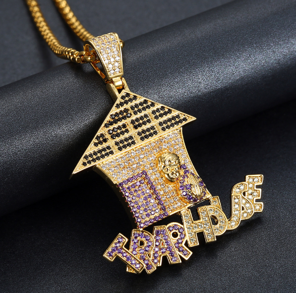 Cute Cartoon Christmas House Pendant Necklace