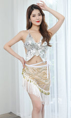Sequin Lace-up Performance Waist Scarf for Women