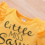 Sunflower Print Baby Bodysuit and Shorts Set (3 Pieces)