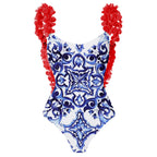 2024 Women's Backless Floral Print Swimsuit Set