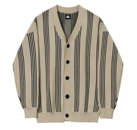 Men's Heavy Slouchy Stripe Knitwear Fashion Coat