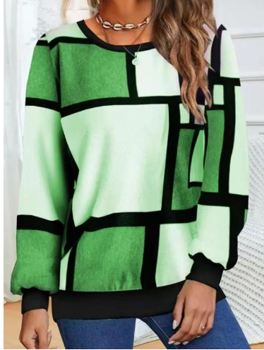 Casual 3D Printed Geometric Long Sleeve Sweater