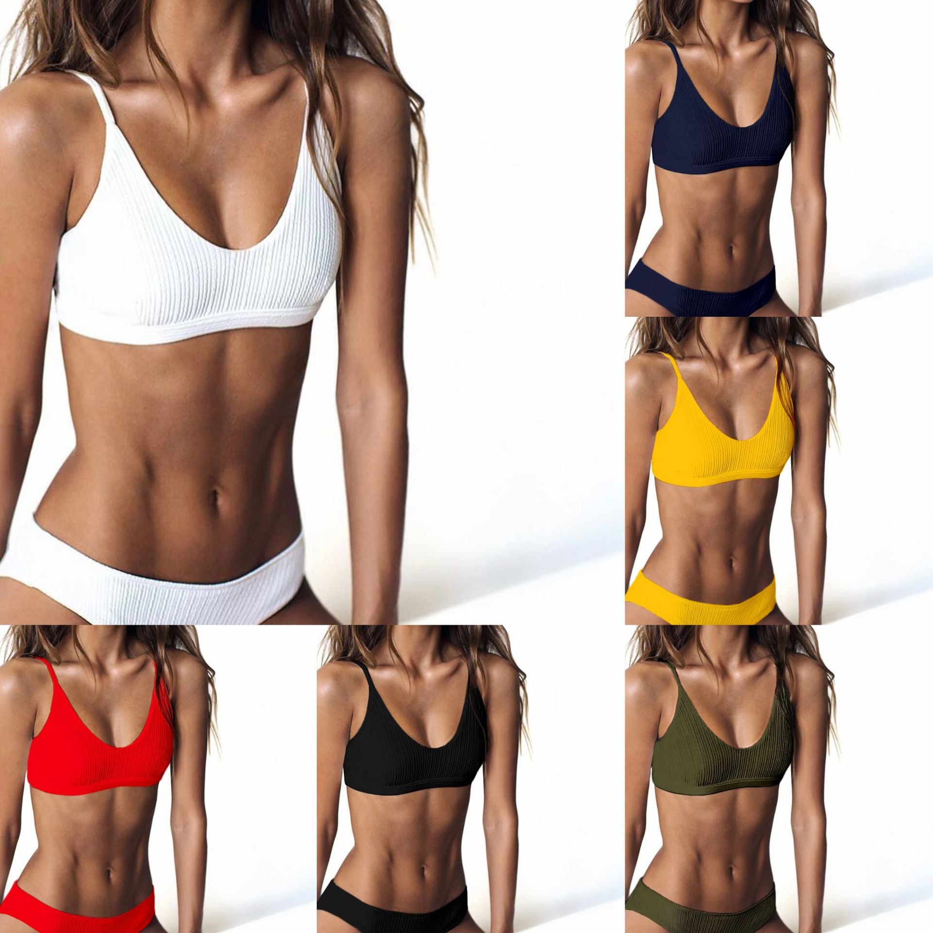 2019 Women's Solid Color Bikini Swimwear (Model 9122)