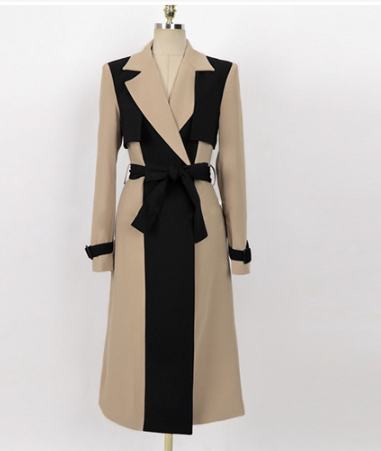 WOLFF Women's Trench Coat with Revers and Belt (One Piece)