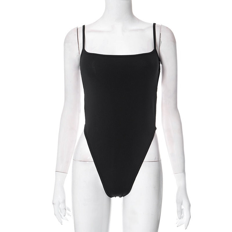 Women's Spaghetti Strap Open Back Bodysuit