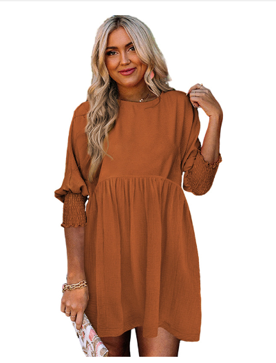 Solid Color Pullover Half Sleeve Dress for Women | Streetwear