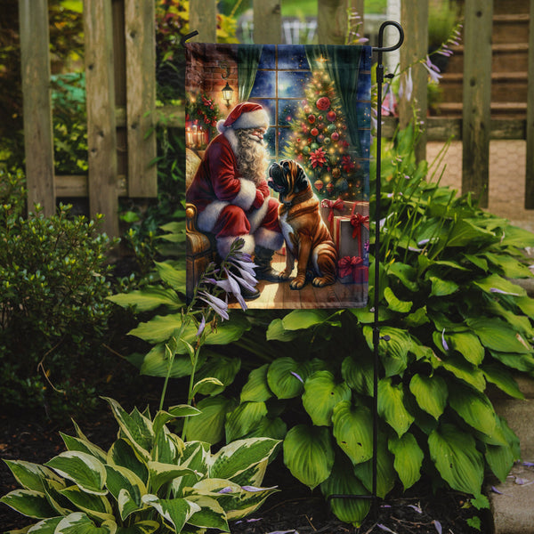 Bullmastiff and Santa Claus Garden Flag