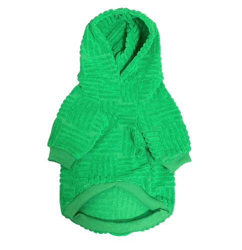 Fashionable Green Terry Hoodie for Pets