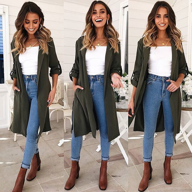 New Long-Sleeved Trench Coat for Autumn and Winter