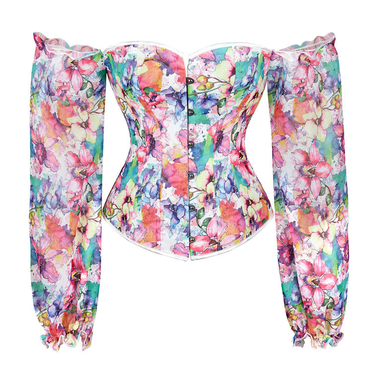 New Long Sleeve Women's Bodysuit Top with Floral Design