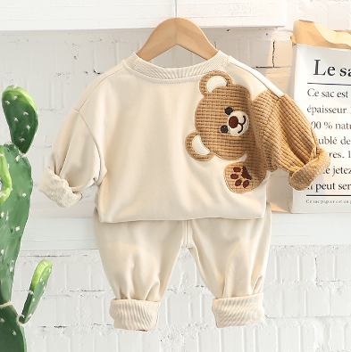 Beni Set - Waffle Bear Sweatshirt and Pants (One Set) | Streetwear