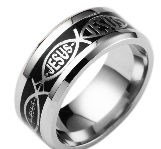 Jesus Fish Ichthys Ring - Stainless Steel Christian Band