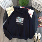Korean Student Loose Print Plush Hooded Jacket