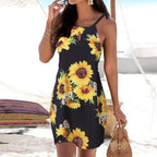 Sleeveless Floral Fit-and-Flare Dress with Straps