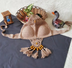 Swimwear Set with Handmade Crochet Tassels
