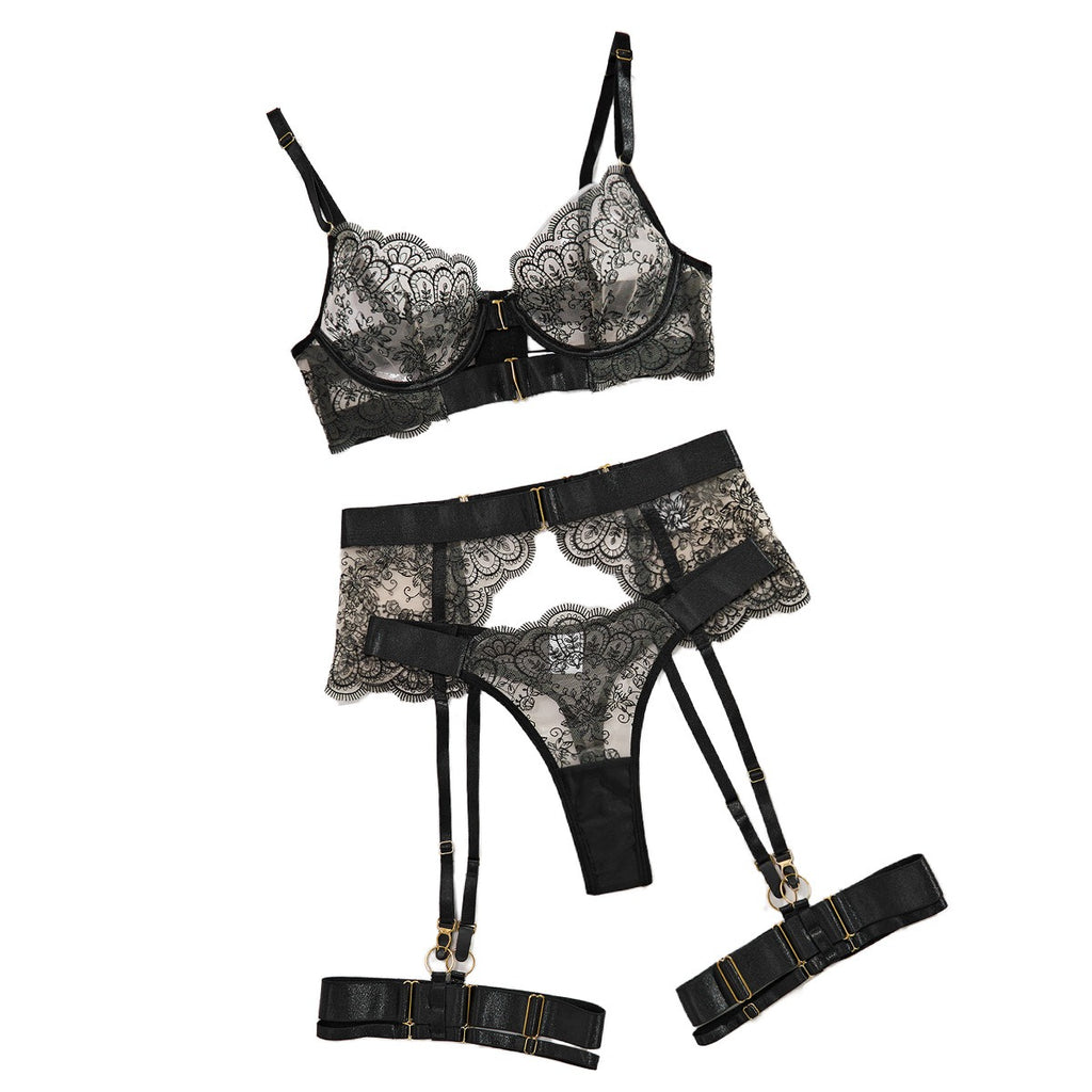 Women's Embroidered See-Through Lingerie Set