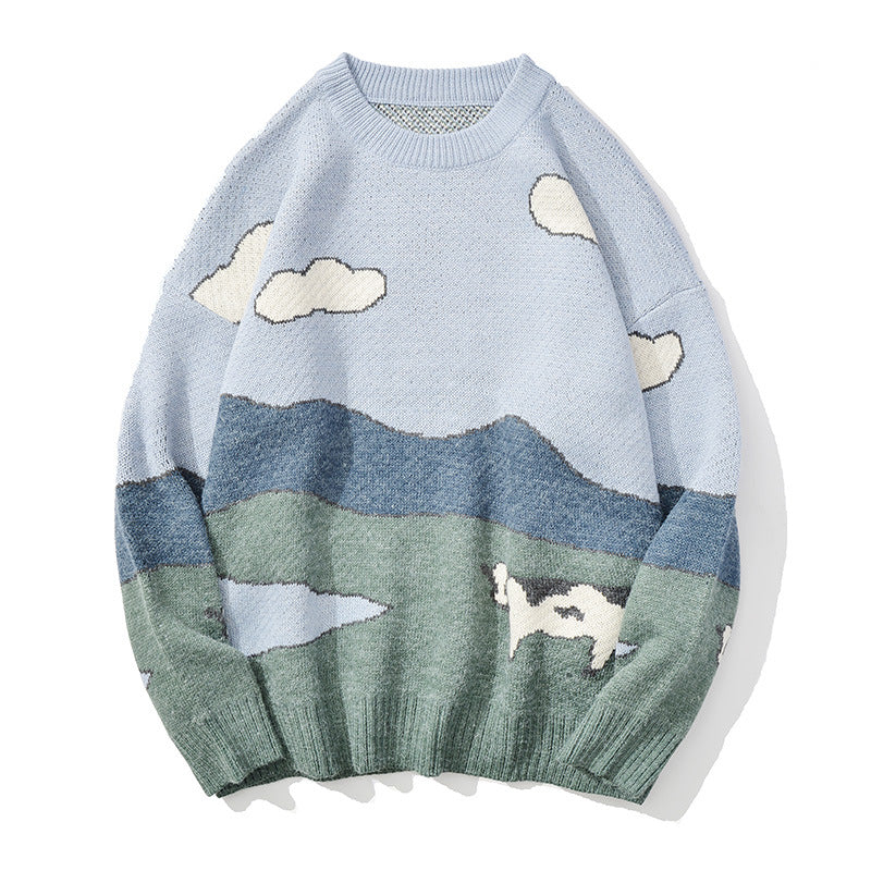 Men's Cartoon Round Neck Loose Sweater