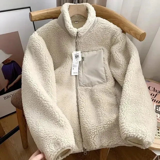 Japanese Fleece Stand Neck Jacket for Couples (Solid Color)