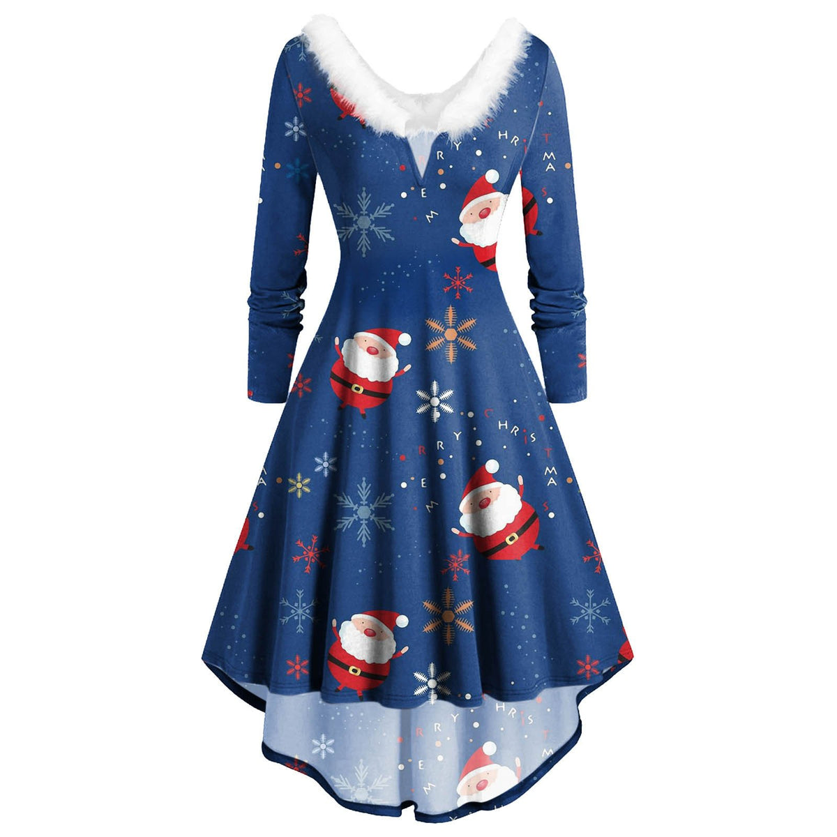 Ladies Christmas Long Sleeve Printed Skirt Dress