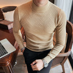 Men's Casual Slim-fit Solid Color Half Turtleneck Sweater