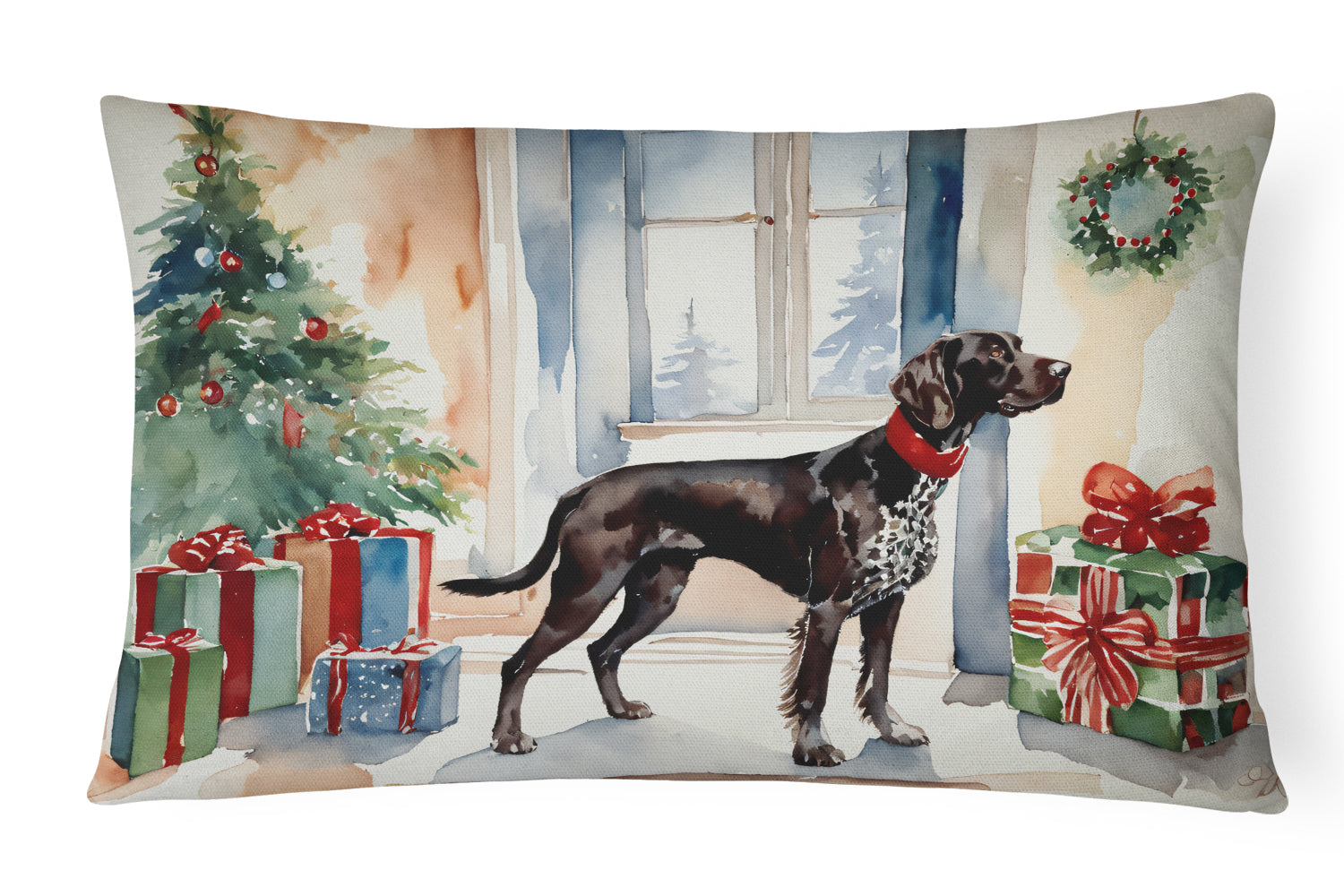 German Shorthaired Pointer Cozy Christmas Throw Pillow