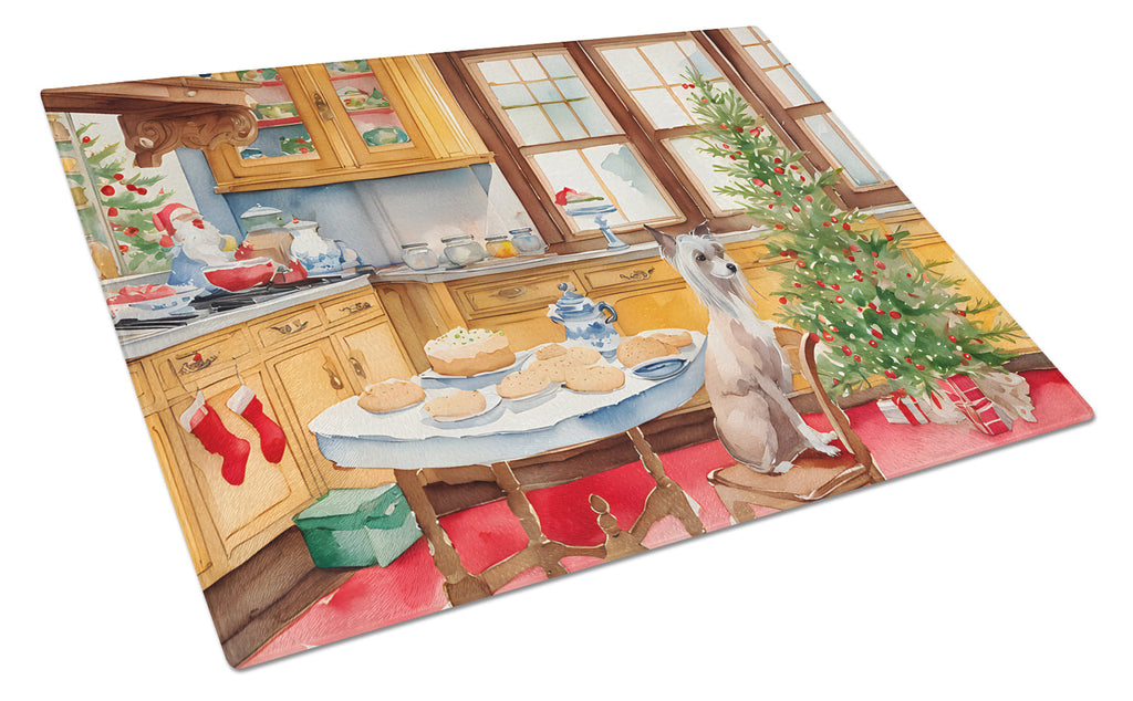 Chinese Crested Christmas Cookies Glass Cutting Board